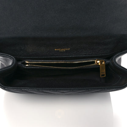 Saint Laurent Sheepskin Matelasse Chevron Monogram Medium College Bag Black 5 of 11