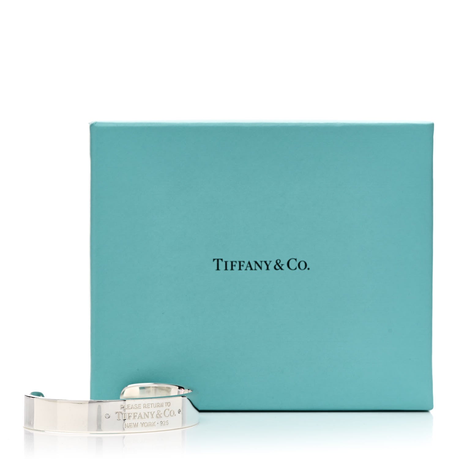 Tiffany Sterling Silver Diamond Return To Tiffany Narrow Cuff Bracelet 4 of 4