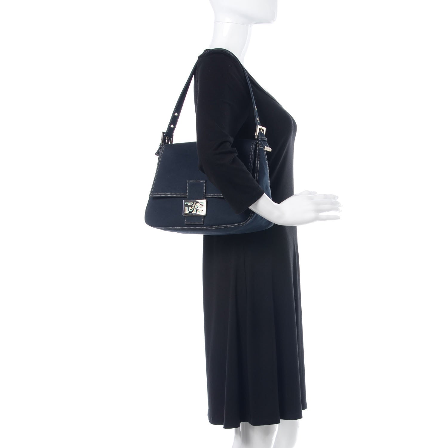 Tiffany FENDI Canvas Mama Baguette Blue 2 of 9