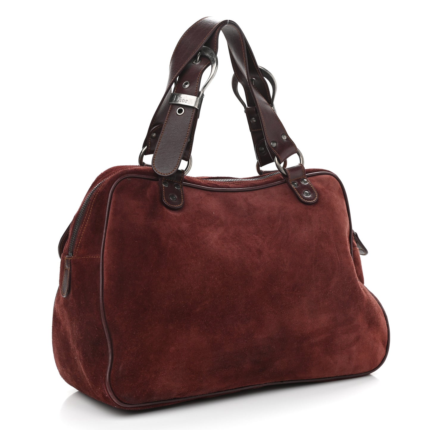 Suede Gaucho Double Saddle Bag Burgundy