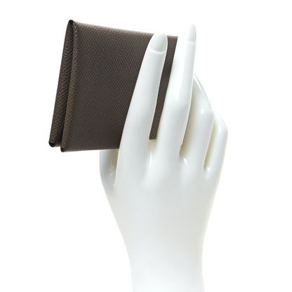 Hermes Epsom Calvi Duo Card Case Etoupe 2 of 9