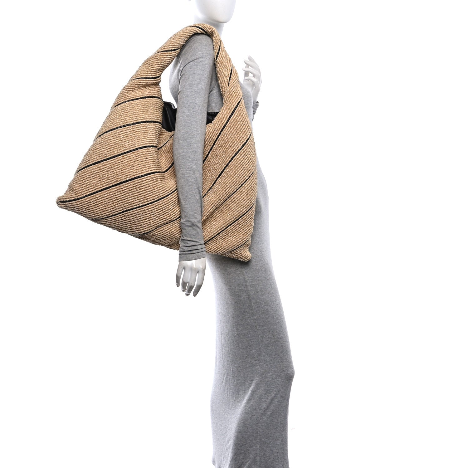 Bottega Veneta Raffia Striped Large Hop Natural Fondant 2 of 11
