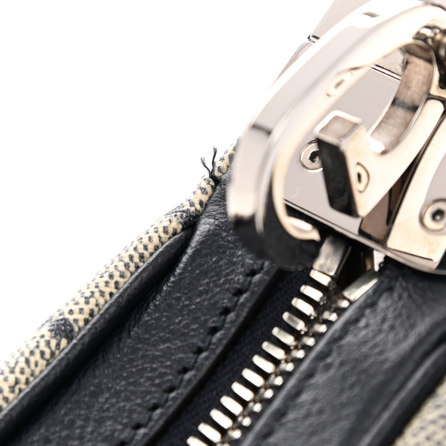 GG Supreme Monogram Textured Calfskin Web Large Attache Shoulder Bag Beige Blue