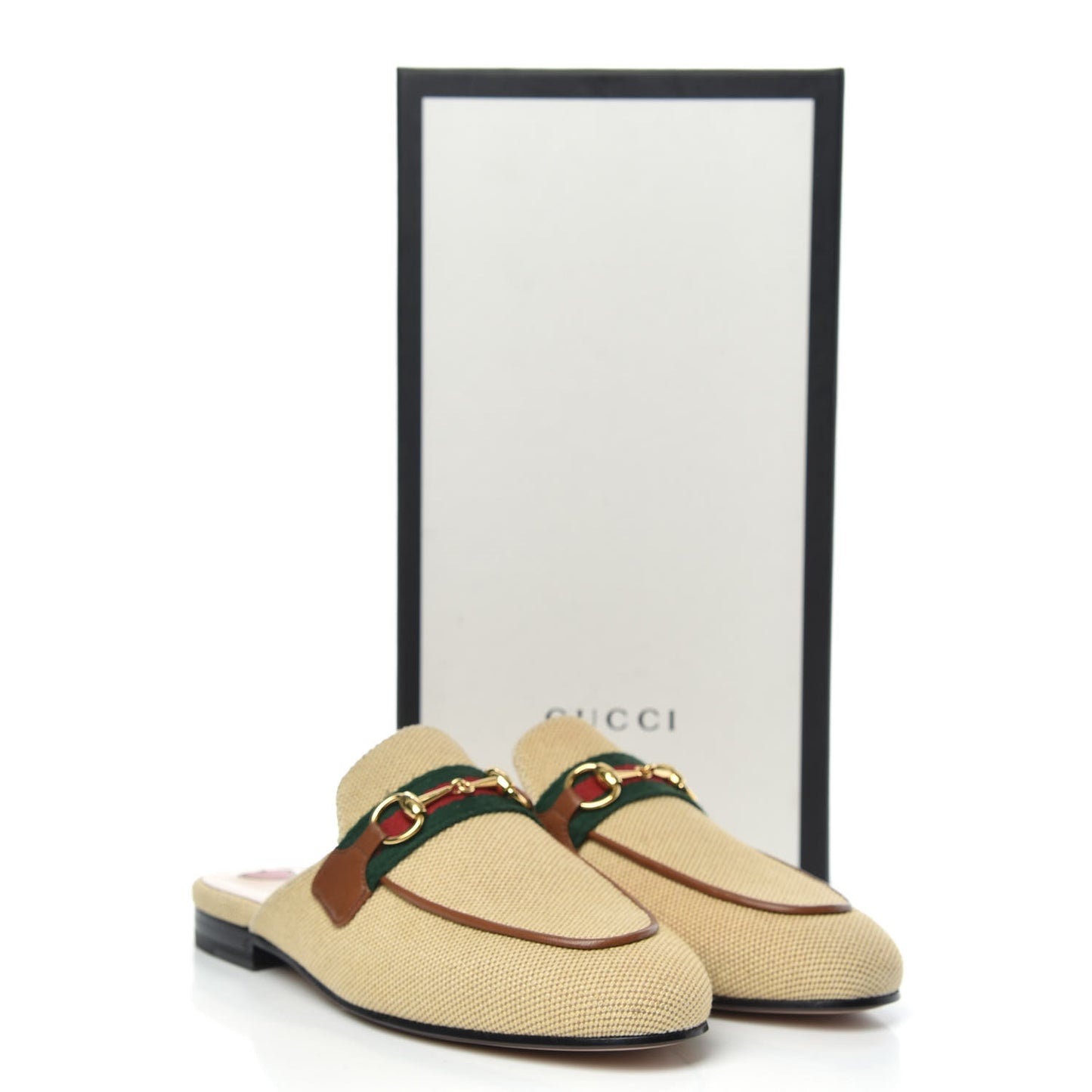 Canvas Vintage Charlotte Web Princetown Slippers 36 Sand Cuir