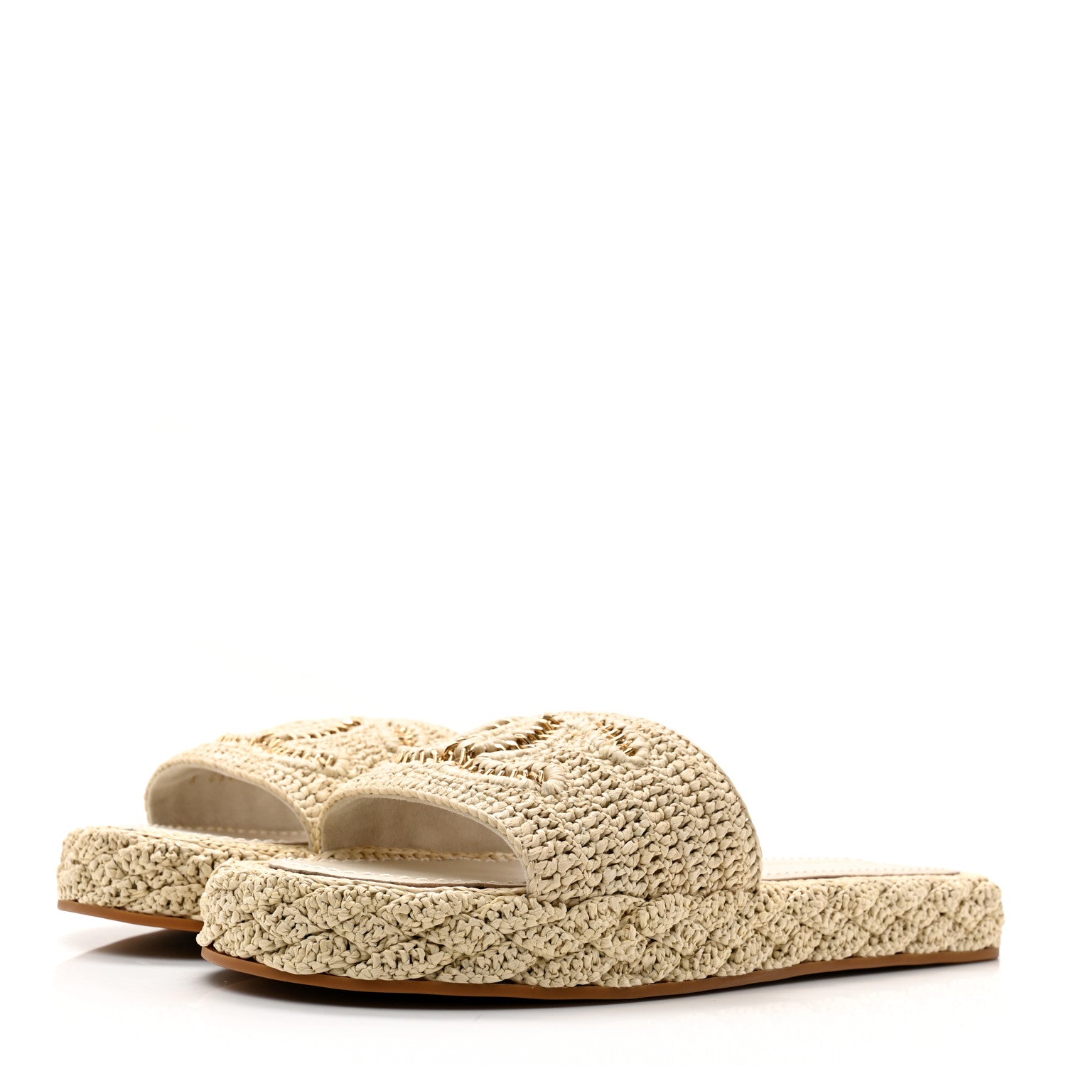 Chanel Cord Braided CC Mules 39 Light Beige 3 of 9