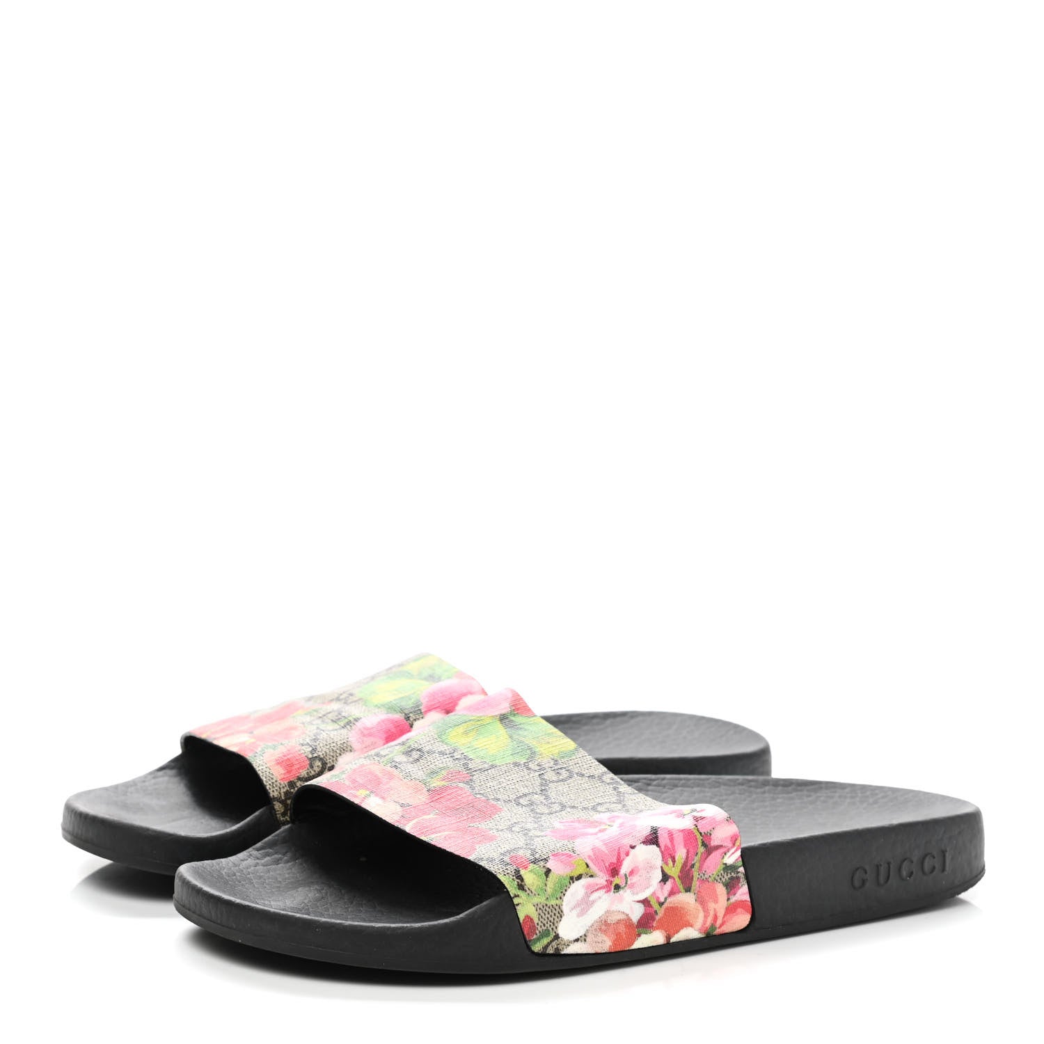 Gucci GG Supreme Monogram Blooms Slide Sandals 38 Beige Multicolor 3 of 9