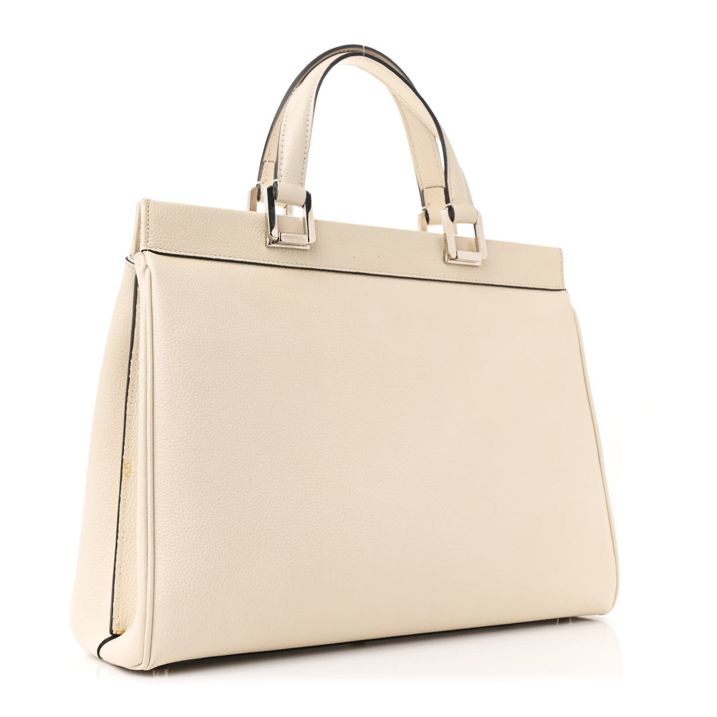 Grainy Calfskin Medium Zumi Top Handle Bag Mystic White