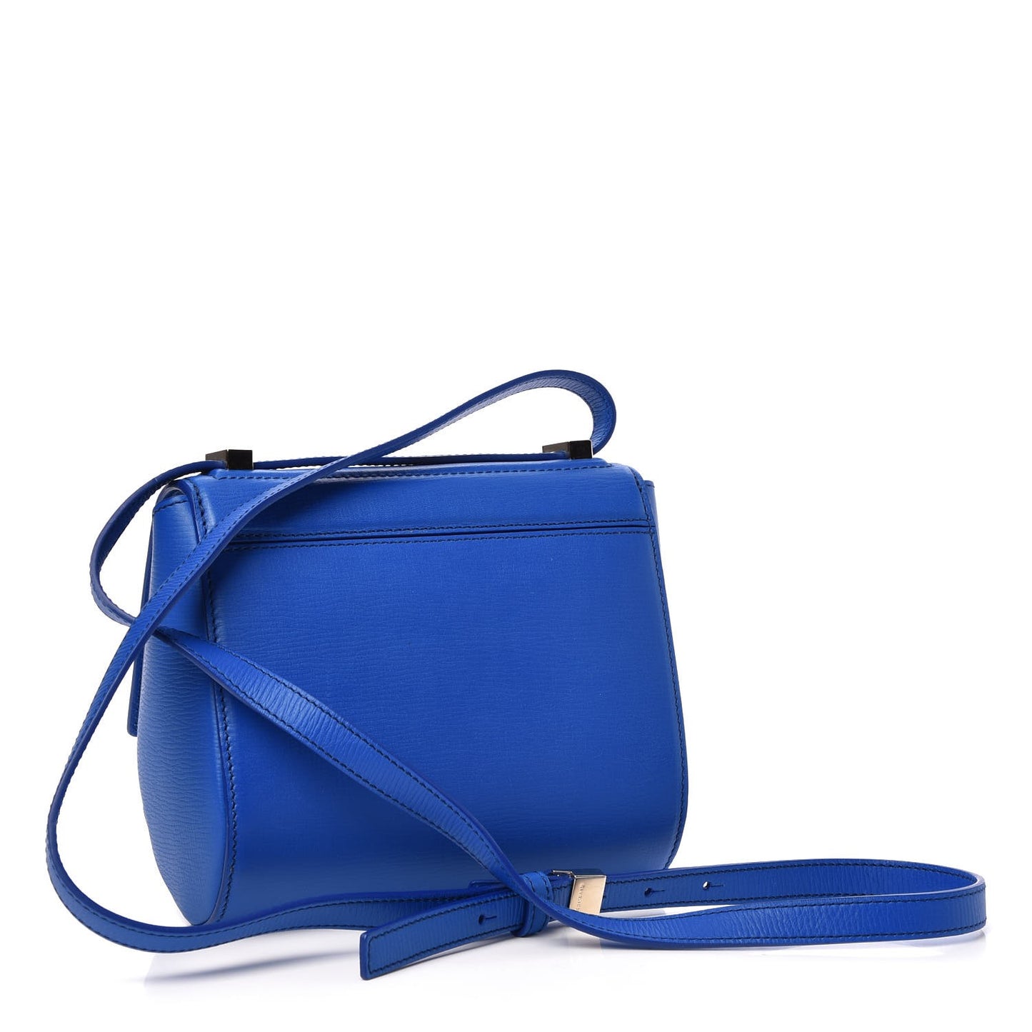 Textured Calfskin Mini Pandora Box Crossbody Bag Indigo Blue