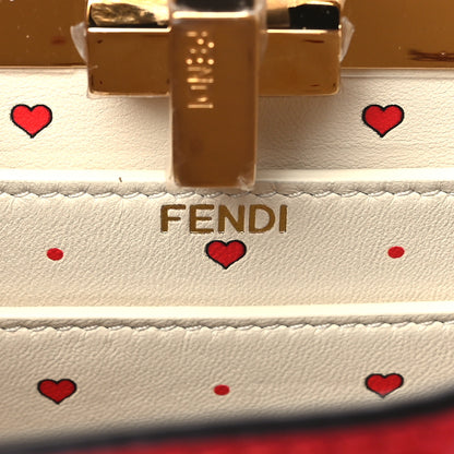 Fendi Vitello Seta Nappa Chinese Valentines Day Karligraphy Small Peekaboo I SEE U Satchel Rosso Cardinale Panna 6 of 10