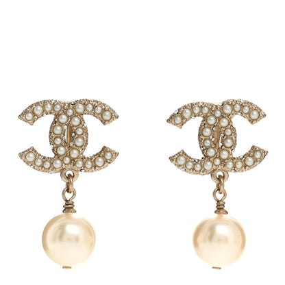 Chanel Pearl CC Drop Clip On Earrings Gold 1 of 4