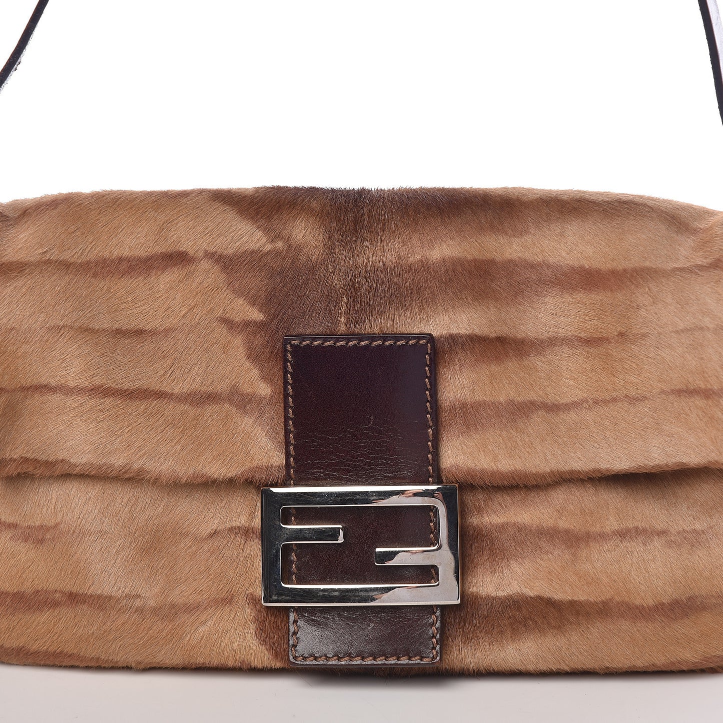 Calf Hair Zebra Print Baguette Brown