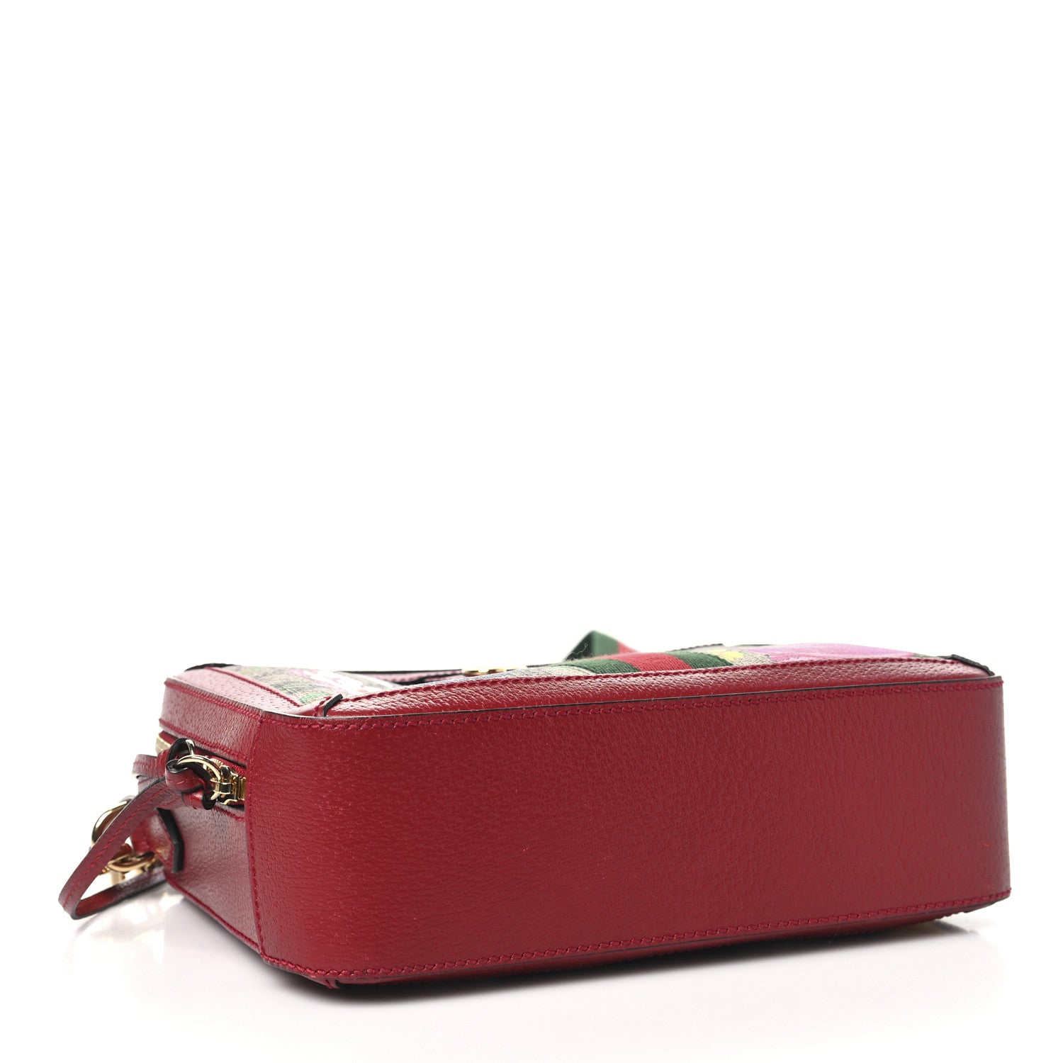 Gucci GG Supreme Monogram Flora Web Small Ophidia Top Handle Shoulder Bag Hibiscus Red 4 of 10
