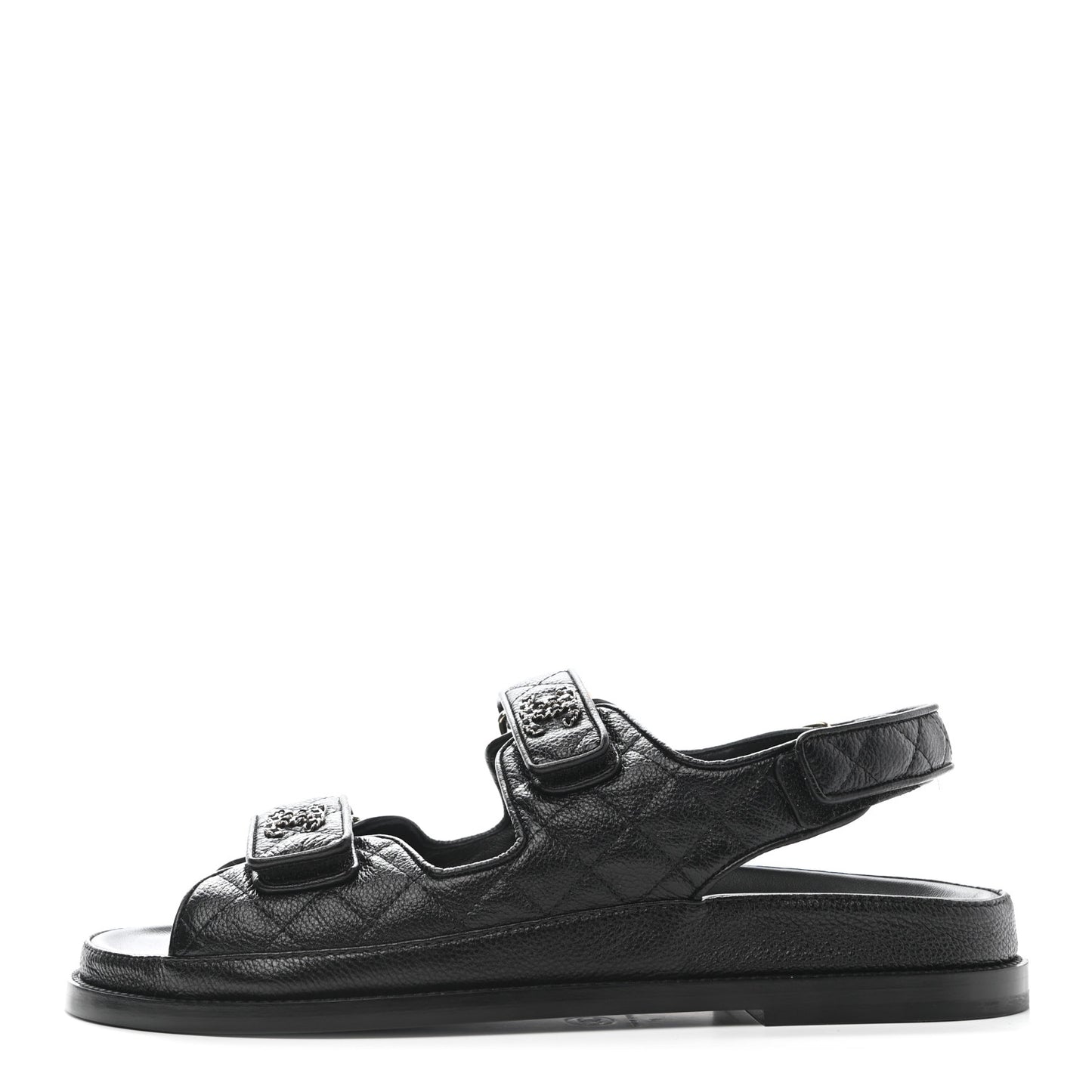 Grained Calfskin Velcro Dad Sandals 41 Black