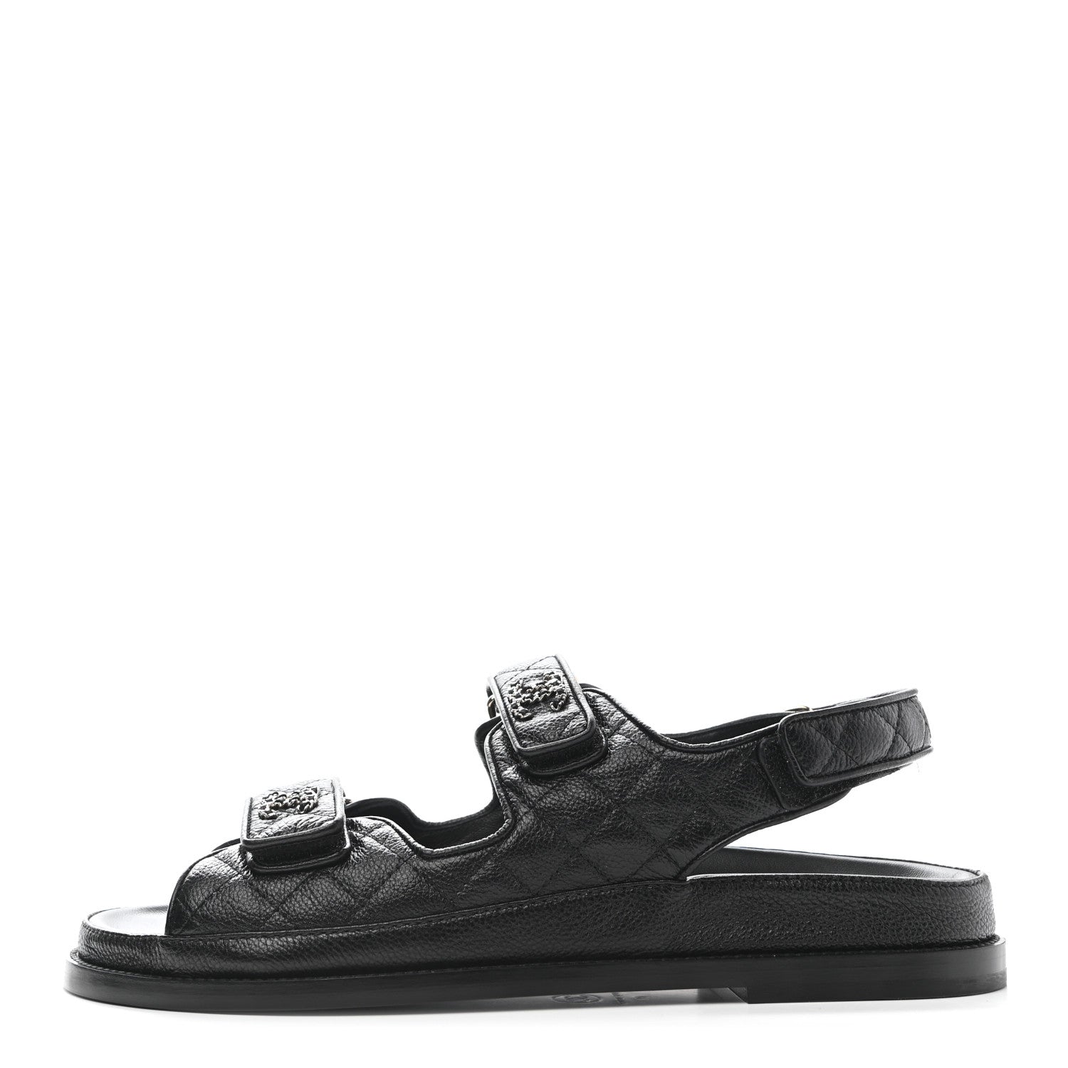 Chanel Grained Calfskin Velcro Dad Sandals 41 Black 1 of 9