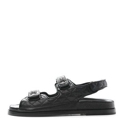 Chanel Grained Calfskin Velcro Dad Sandals 41 Black 1 of 9