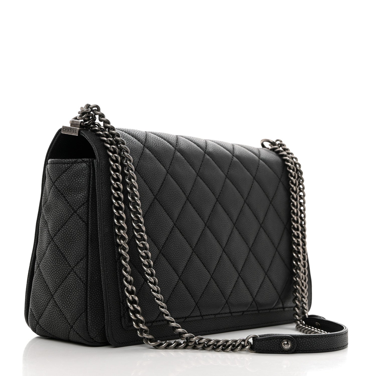 Chanel Washed Caviar Quilted Large Turn Around Ligne Flap Grey 2 of 10