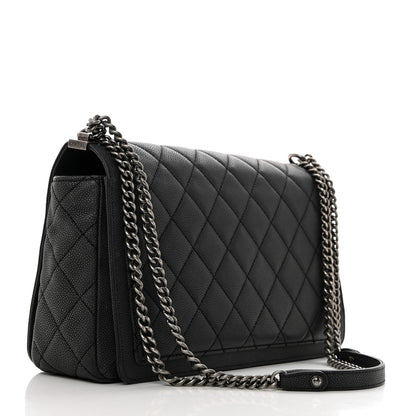 Chanel Washed Caviar Quilted Large Turn Around Ligne Flap Grey 2 of 10