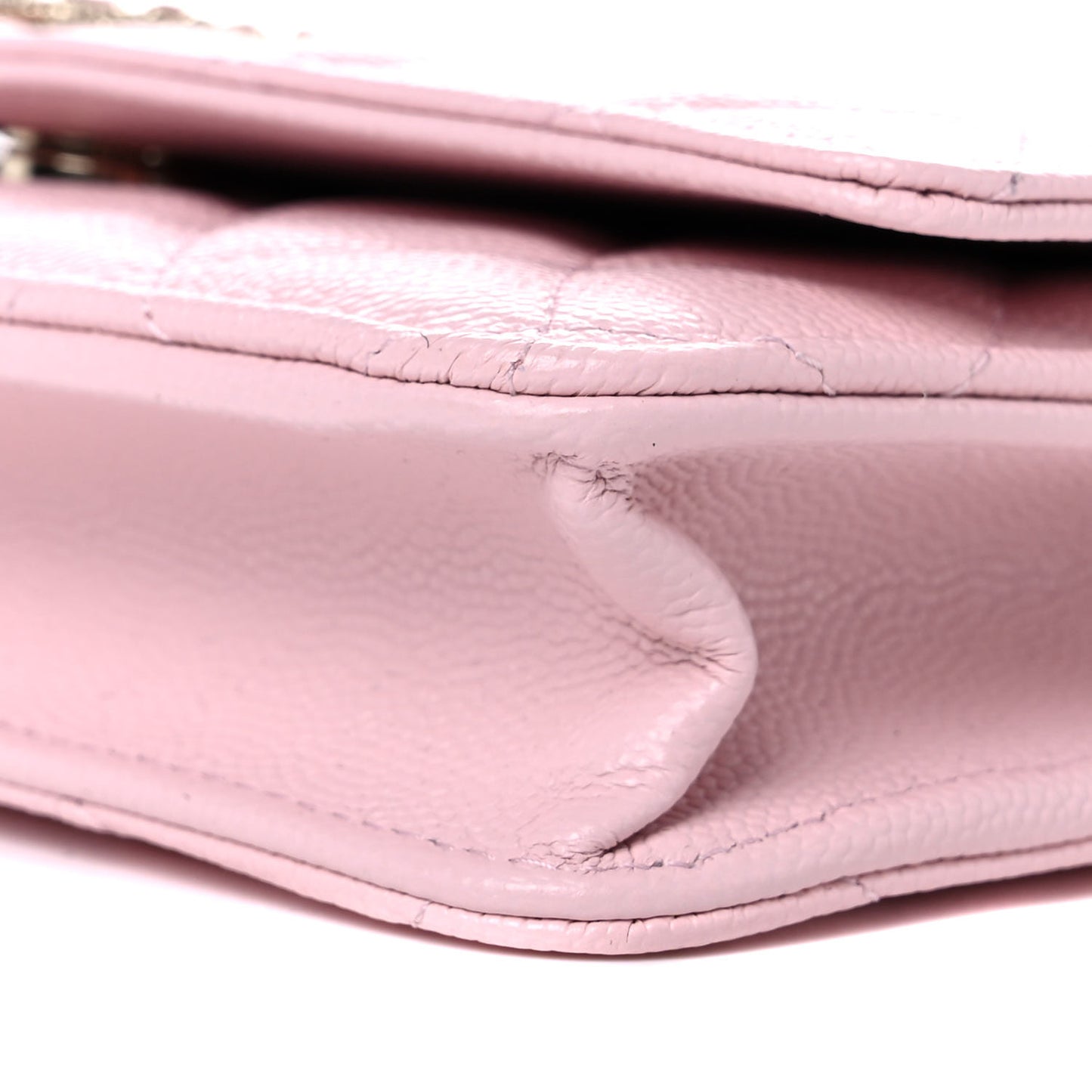 Caviar Quilted Crystal CC Wallet On Chain WOC Light Pink