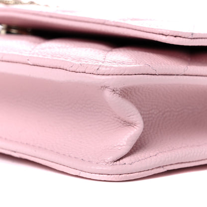 Chanel Caviar Quilted Crystal CC Wallet On Chain WOC Light Pink 10 of 11