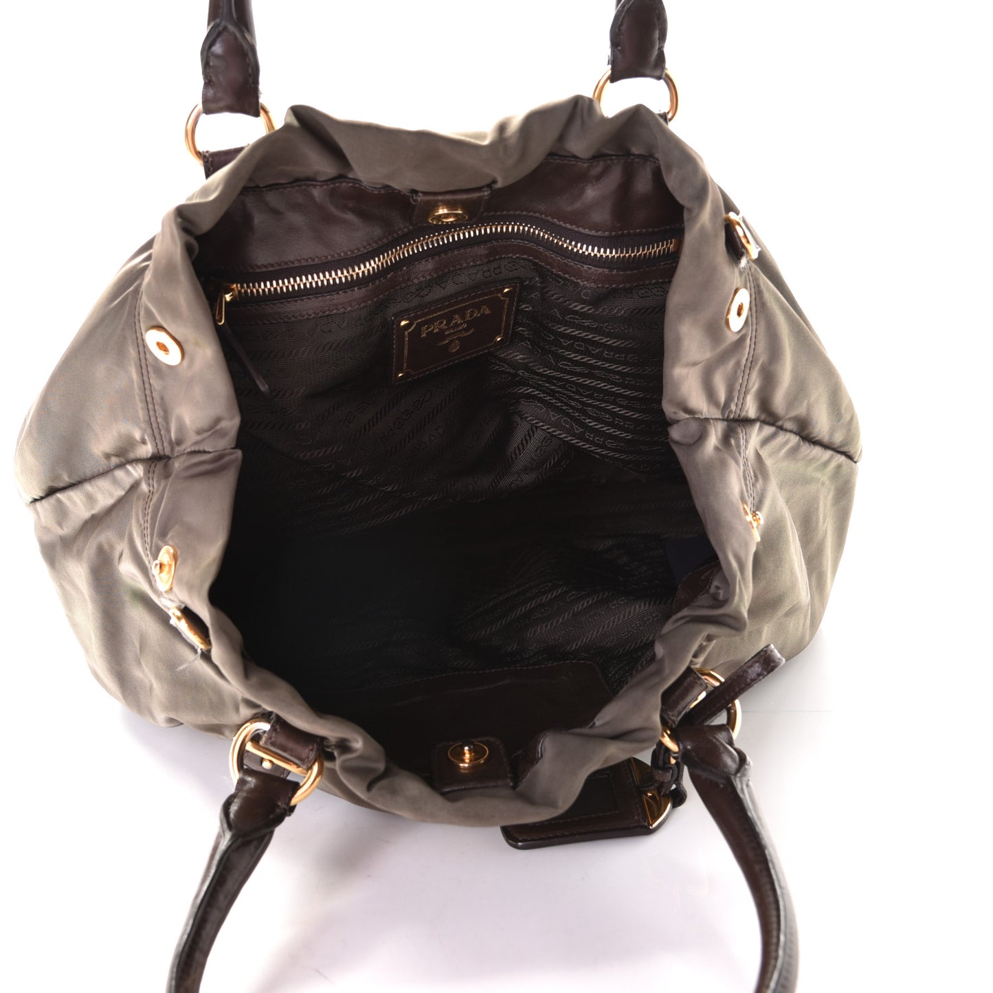 Tessuto Nylon Jacquard Logo Tote Fumo