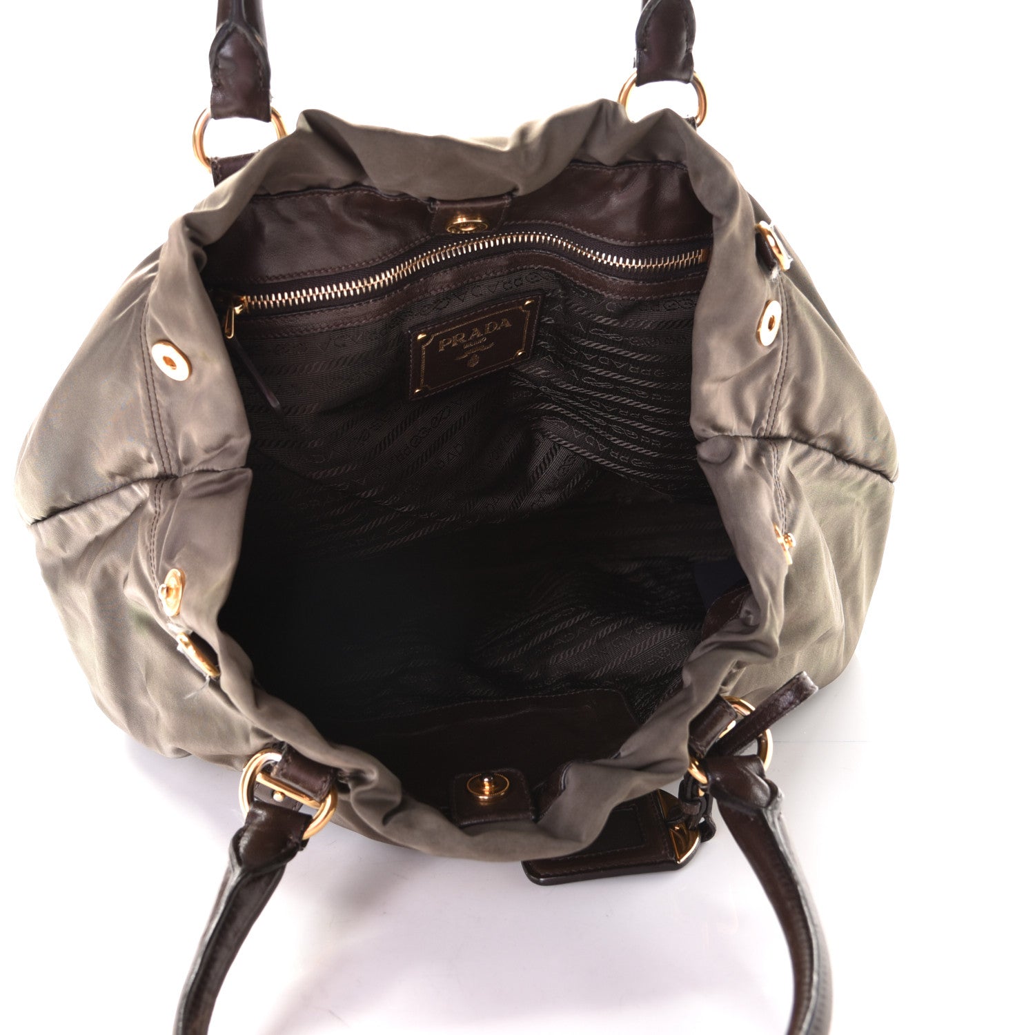 Prada Tessuto Nylon Jacquard Logo Tote Fumo 4 of 11