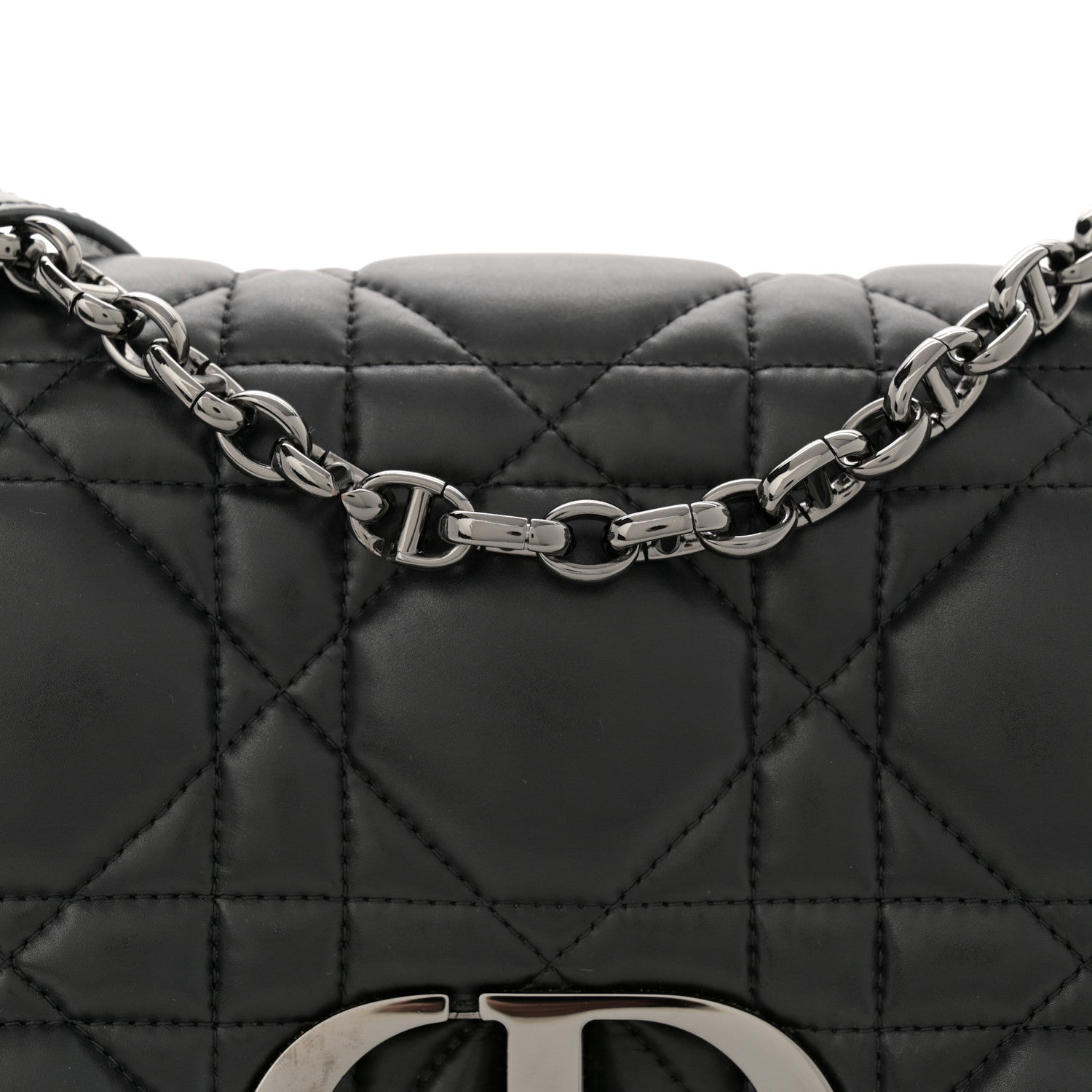Christian Dior Calfskin Macrocannage Medium Caro Bag Black 8 of 14