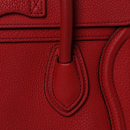 Celine Drummed Calfskin Nano Luggage Red 20 of 27