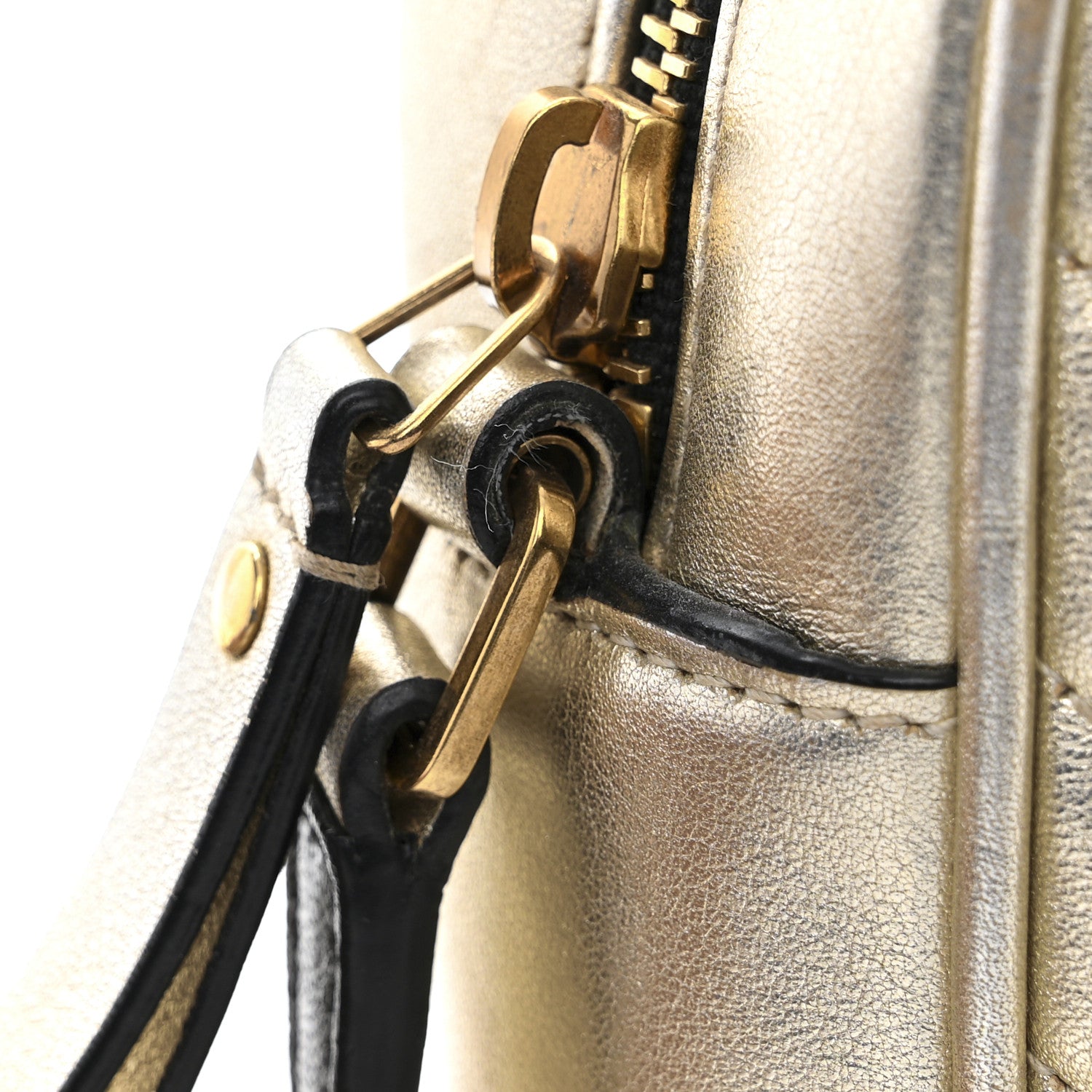 Saint Laurent Metallic Calfskin Matelasse Monogram Lou Camera Bag Platino 12 of 12