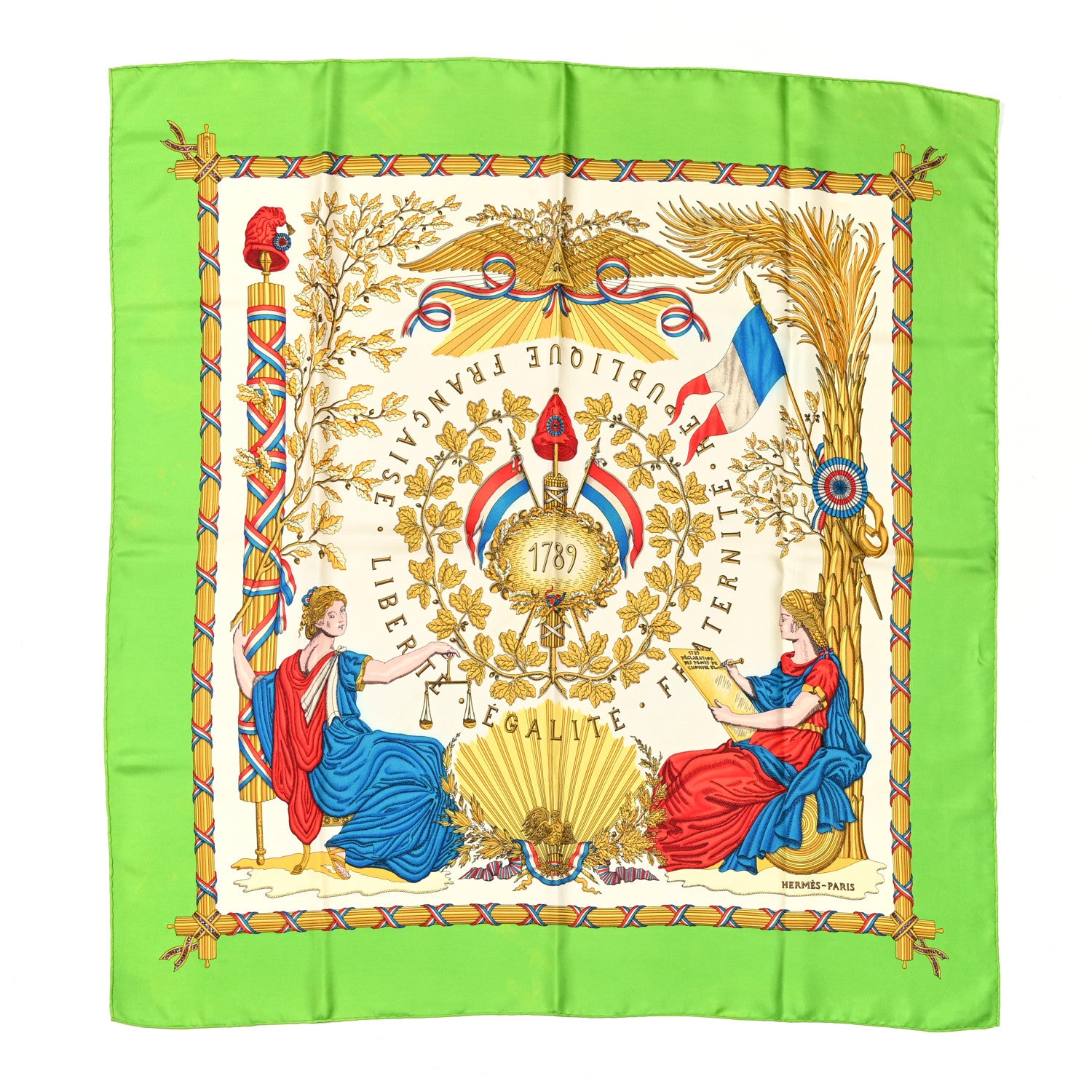 Hermes Silk Republique Francaise Liberte Egalite Fraternite 1789 Scarf 90 1 of 7