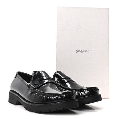 Saint Laurent Glazed Calfskin Mens Master Le Loafer 15 Moccassins 43 Black 10 of 10
