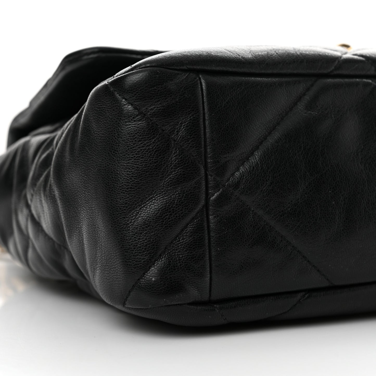 Shiny Goatskin Quilted Large Chanel 19 Flap Black