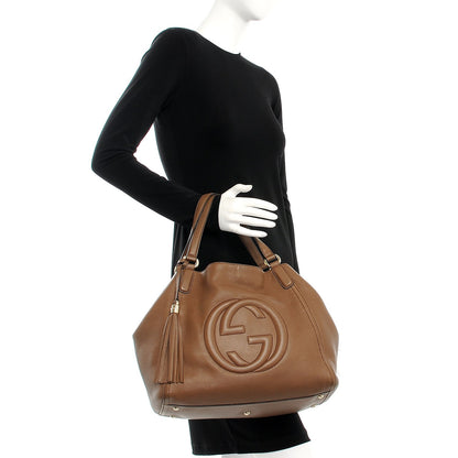 Gucci Pebbled Calfskin Medium Soho Shoulder Bag Brown 2 of 16