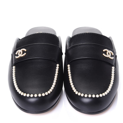 Chanel Calfskin Pearl CC Mules 37 Black 5 of 11