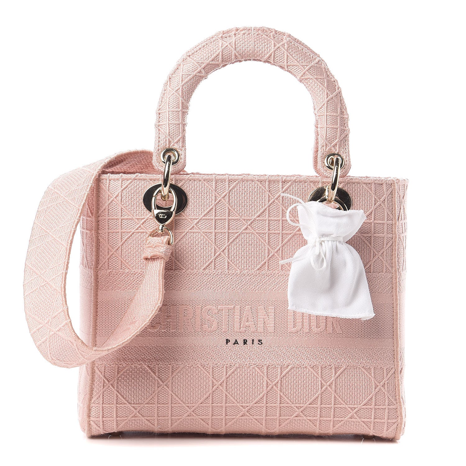 Christian Dior Canvas Embroidered Cannage Medium Lady D-Lite Pink 1 of 10