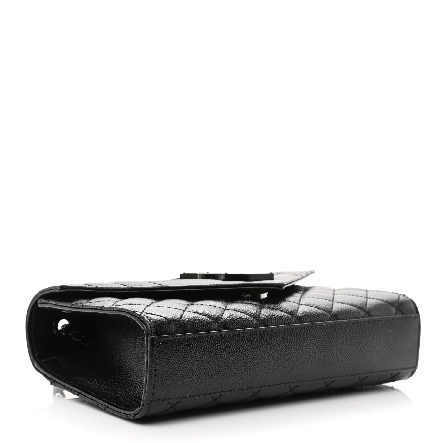Saint Laurent Grain De Poudre Textured Mixed Matelasse Triquilt Small Monogram Satchel Black 4 of 14