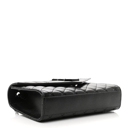 Saint Laurent Grain De Poudre Textured Mixed Matelasse Triquilt Small Monogram Satchel Black 4 of 14