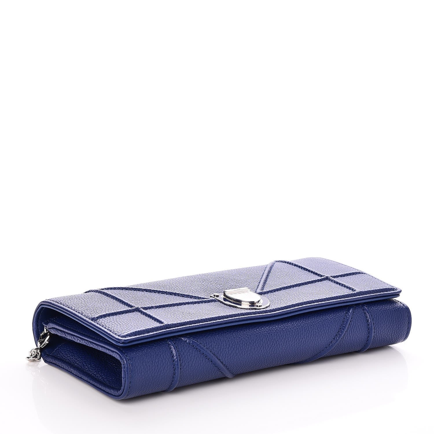 Christian Dior Grained Calfskin Diorama Croisiere Chain Wallet Blue 4 of 8