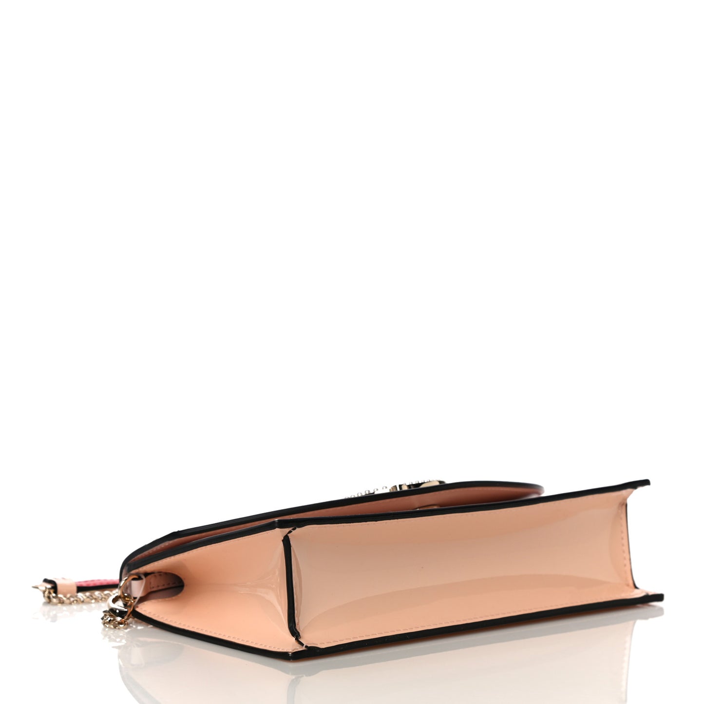 Patent Calfskin Loubi54 Crossbody Clutch Nude