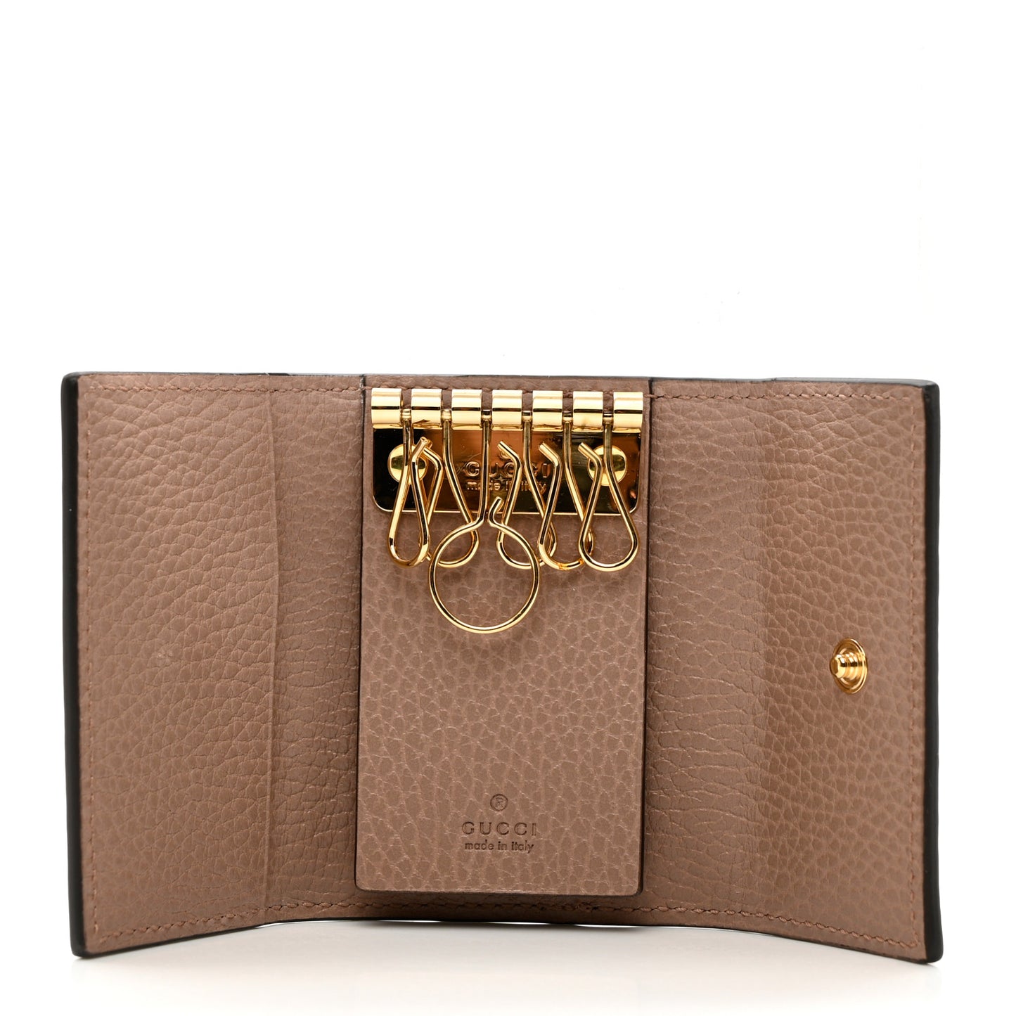 Dollar Calfskin GG Supreme Monogram GG Marmont 6 Key Holder Case Rose Beige Ebony