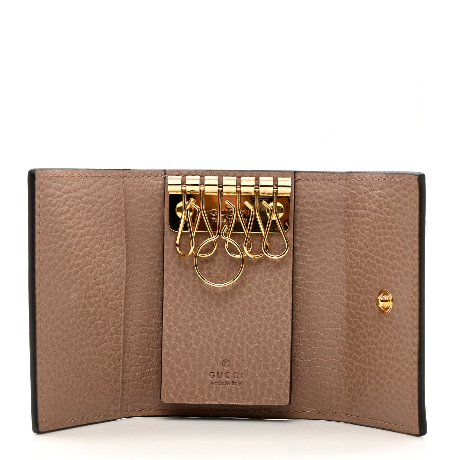 Gucci Dollar Calfskin GG Supreme Monogram GG Marmont 6 Key Holder Case Rose Beige Ebony 4 of 5