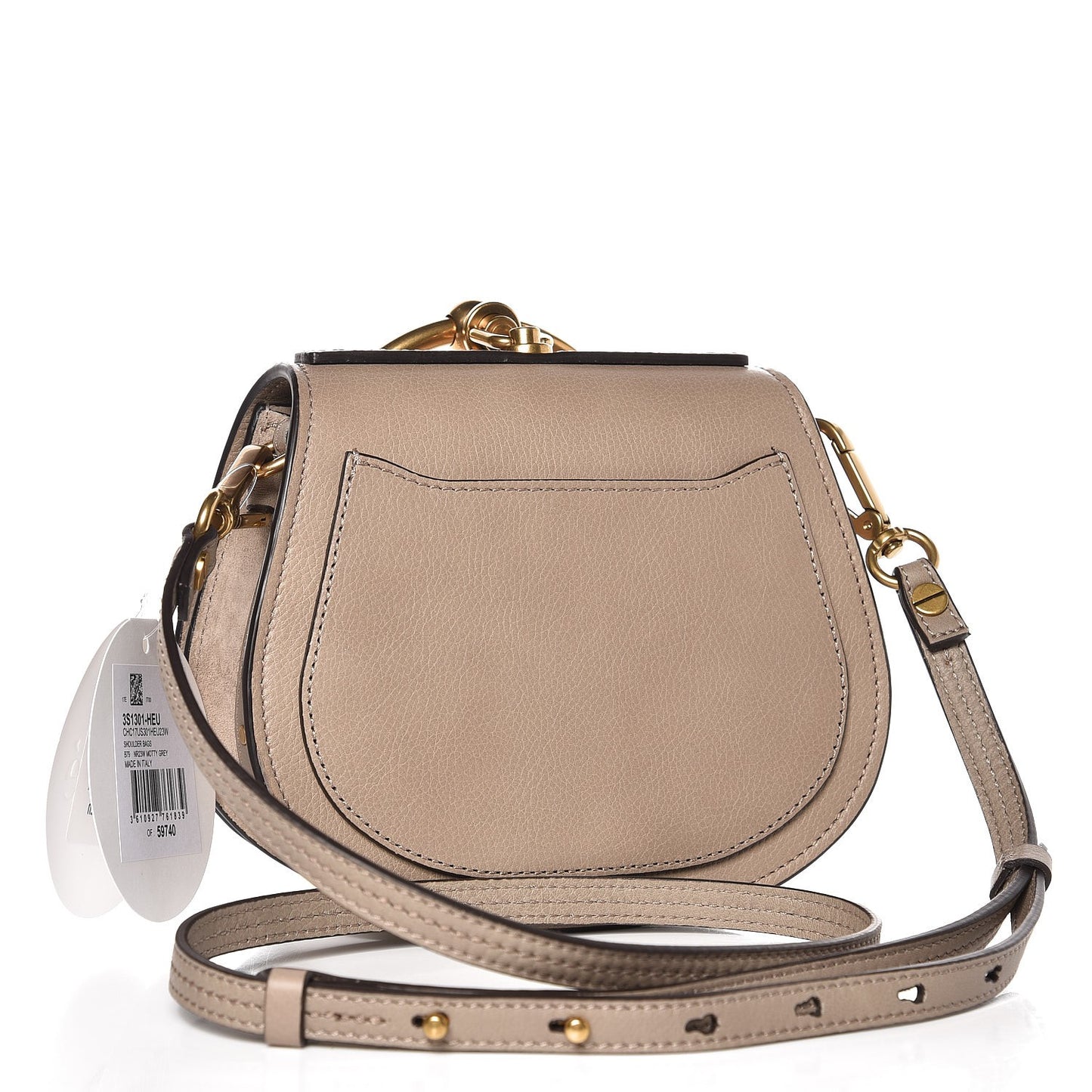 Calfskin Suede Small Nile Bracelet Bag Motty Grey