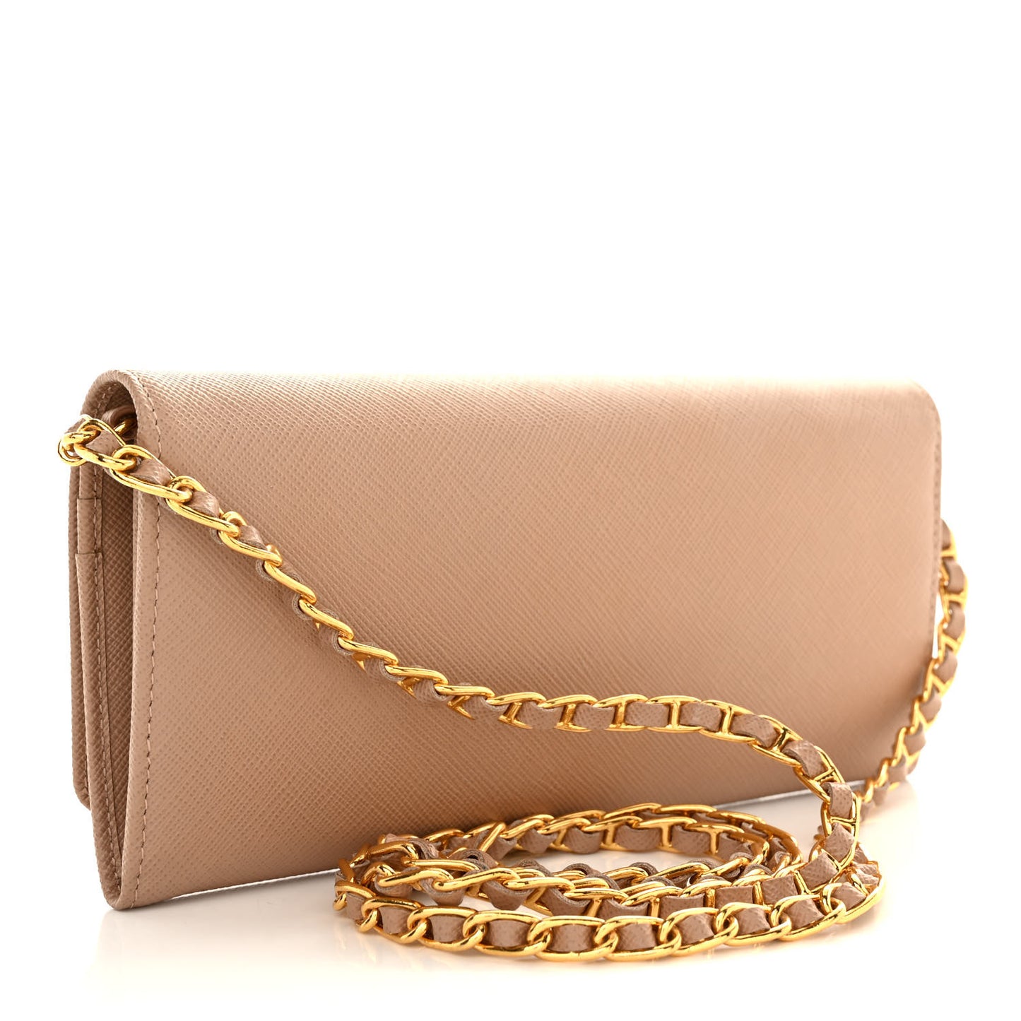 Saffiano Metal Oro Chain Wallet Cammeo