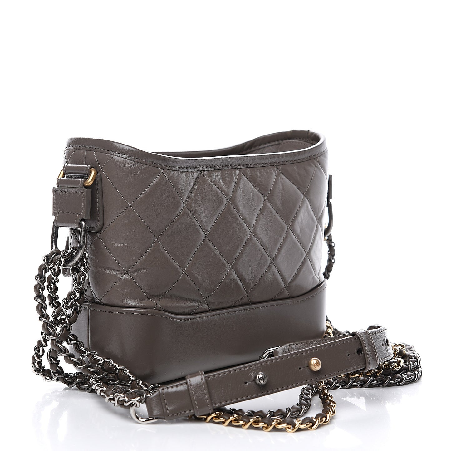 Aged Calfskin Quilted Small Gabrielle Hobo Grey