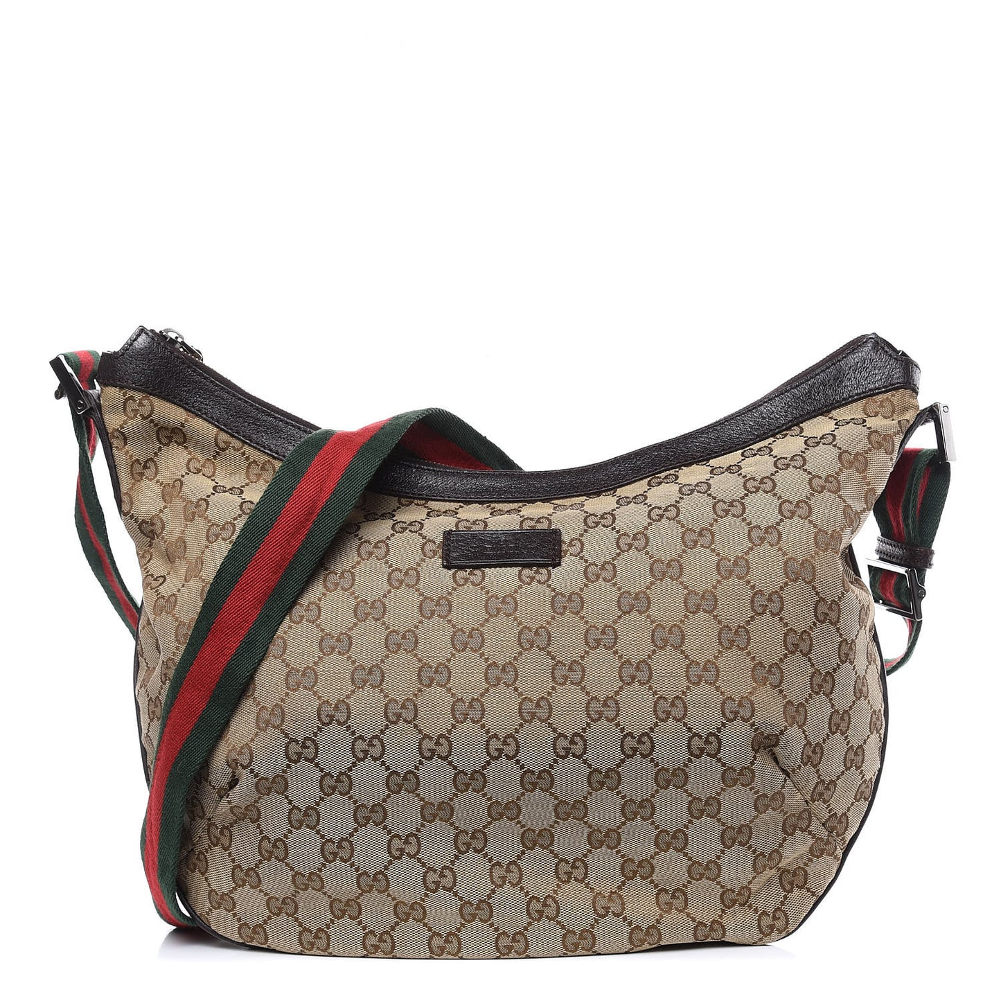 Monogram Web Medium Half Moon Hobo Dark Brown
