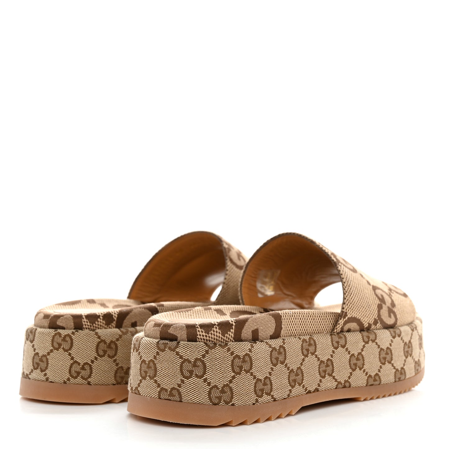 Monogram Maxi GG Angelina Platform 55mm Slide Sandals 40 Camel Ebony