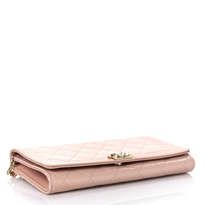 Chanel Iridescent Calfskin Quilted Boy Wallet on Removable Chain Light Pink 4 of 12