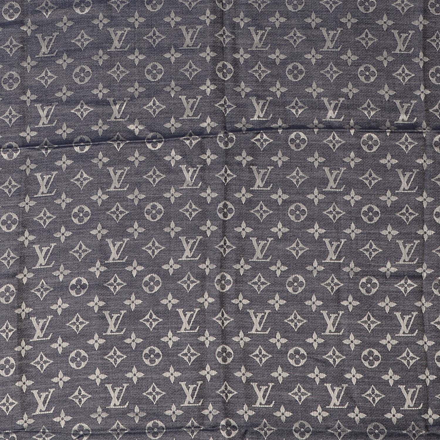 Louis Vuitton Wool Silk Monogram Denim Shawl Blue 1 of 5