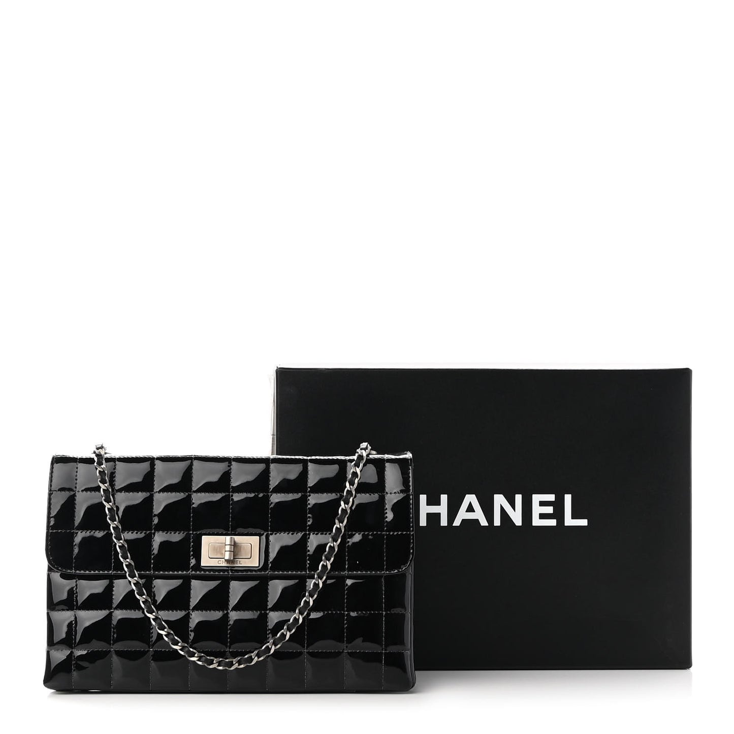 Patent Chocolate Bar Reissue Single Flap Black