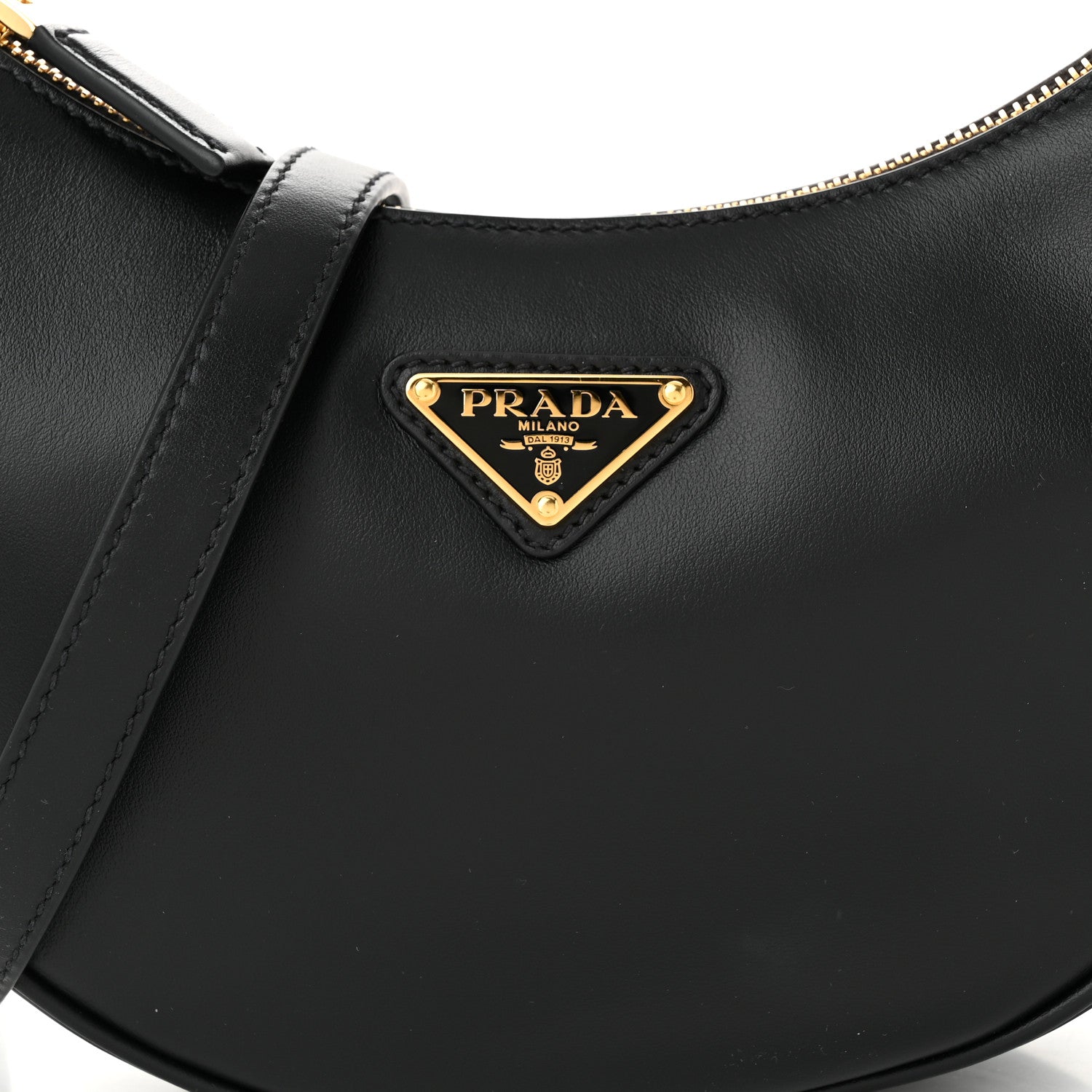 Prada Soft Calfskin Arque Shoulder Bag Black 8 of 10