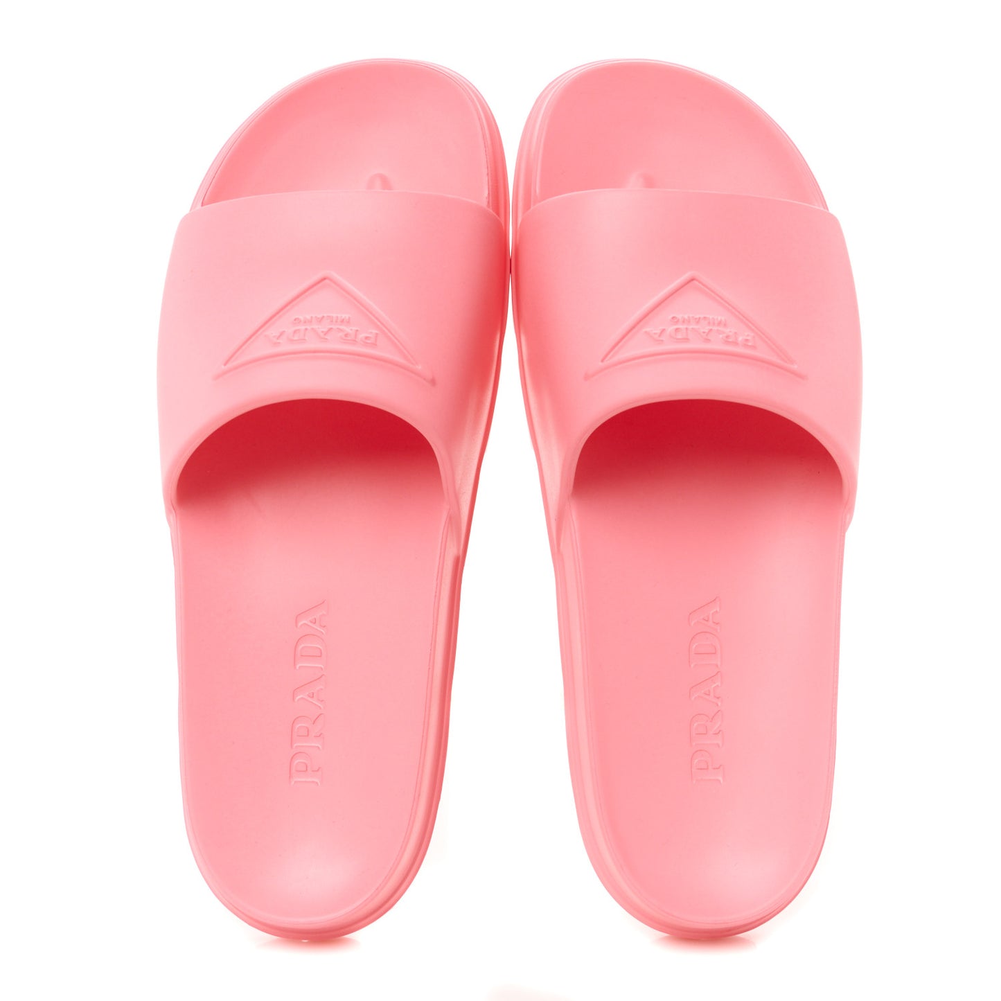 EVA Rubber Triangle Logo Embossed Womens Lug Sole 20mm Slide Sandals 37 Begonia